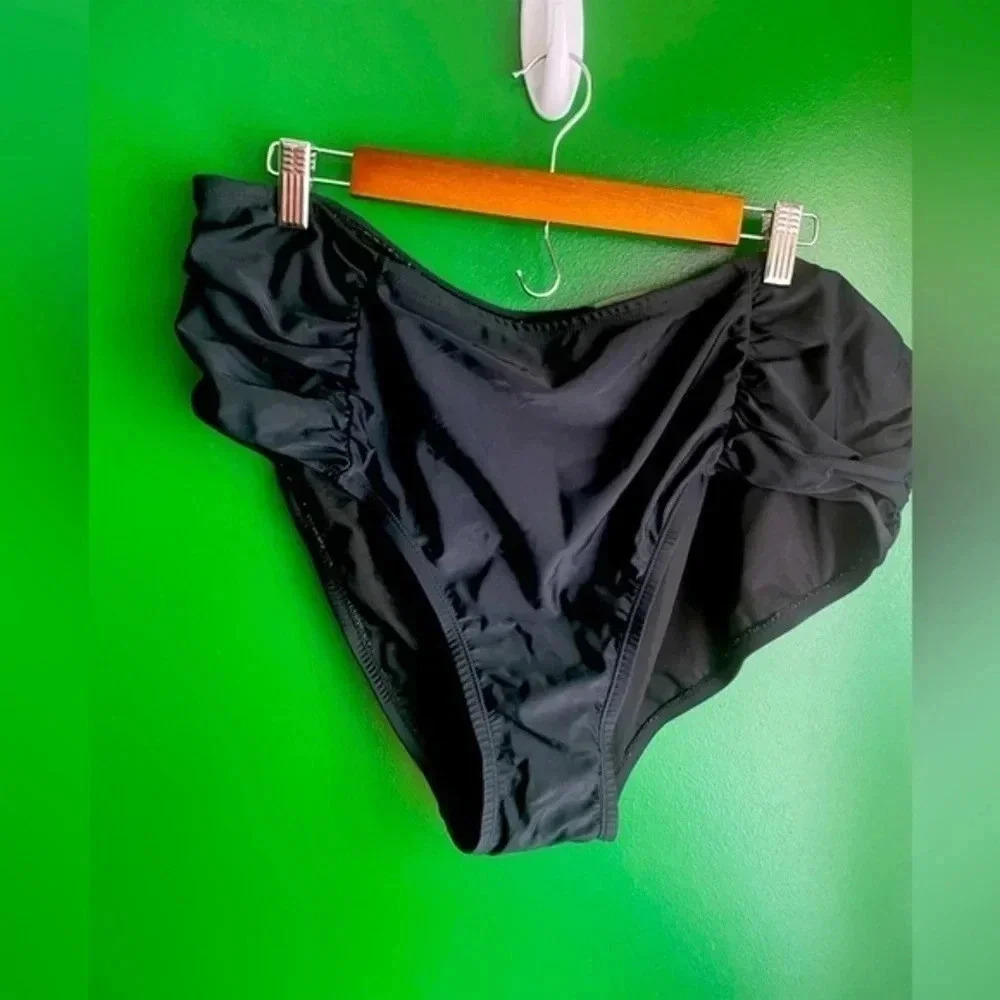 Black 3X Hot Water Bikini‎ Swim Bottoms High Waist EUC!